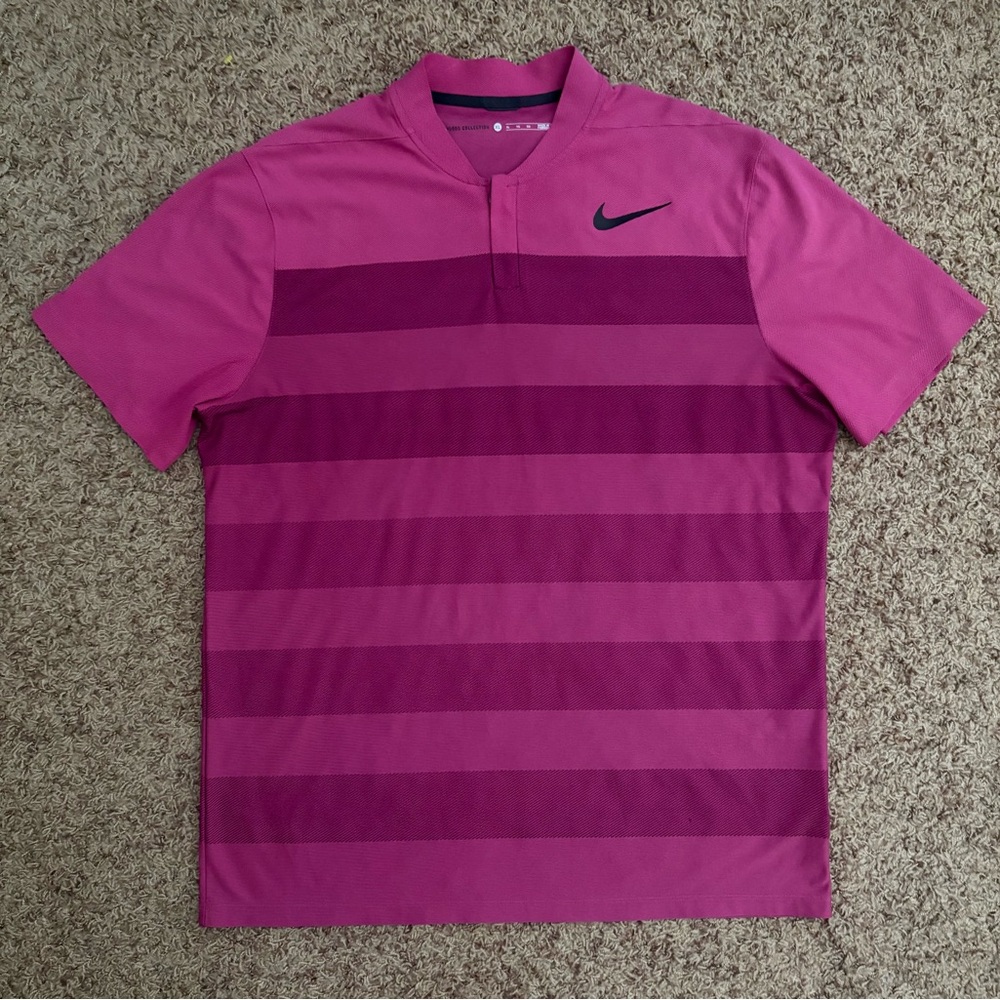 Nike TW Zonal Cooling Stripe Blade Polo Pink 833171 Tiger Woods XL
